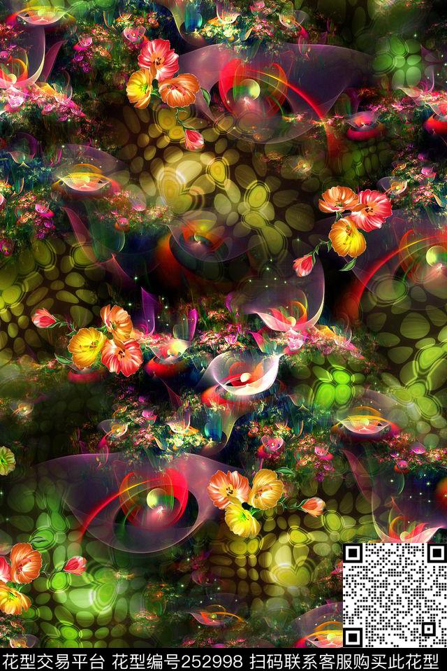 肌理抽象炫彩暗黑抽象数码印花华亿平台下载（图片编号: 252998） - 瓦栏（Walan）