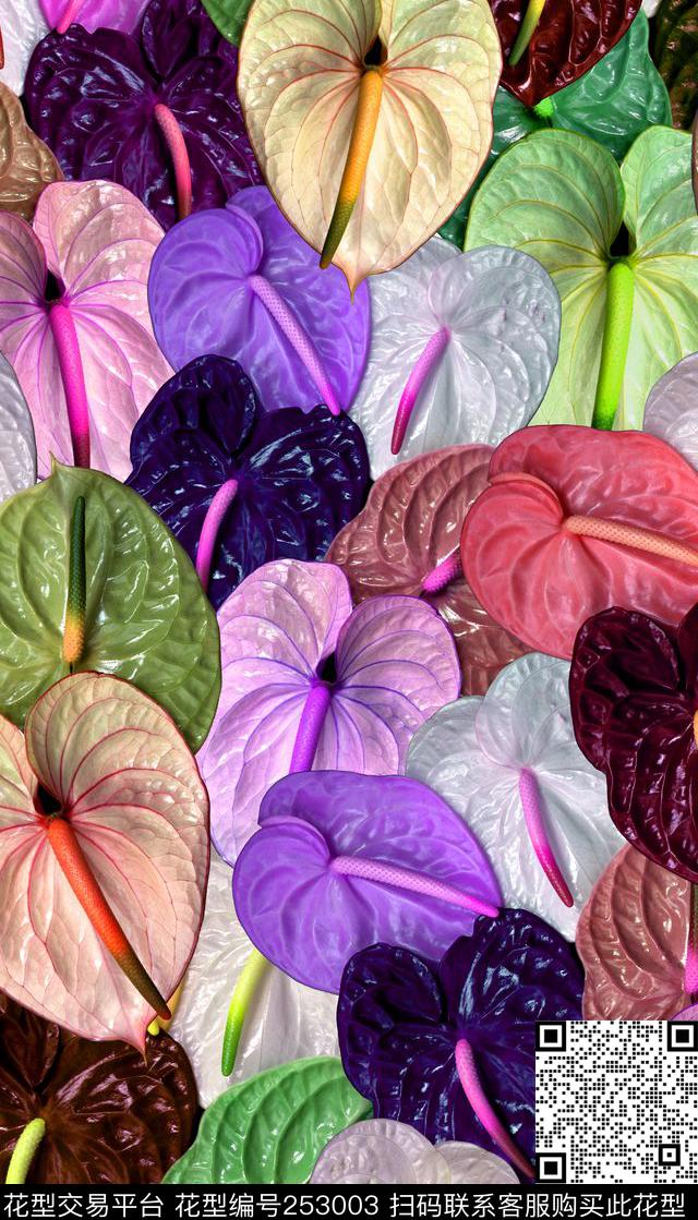 红鹤花树叶肌理抽象数码印花华亿平台下载（图片编号: 253003） - 瓦栏（Walan）