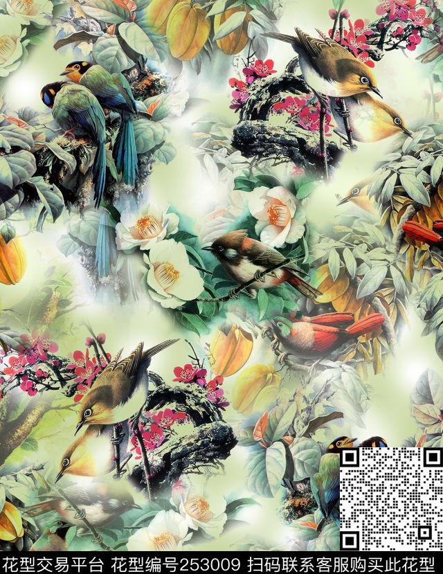 花卉肌理炫彩花卉数码印花华亿平台下载（图片编号: 253009） - 瓦栏（Walan）