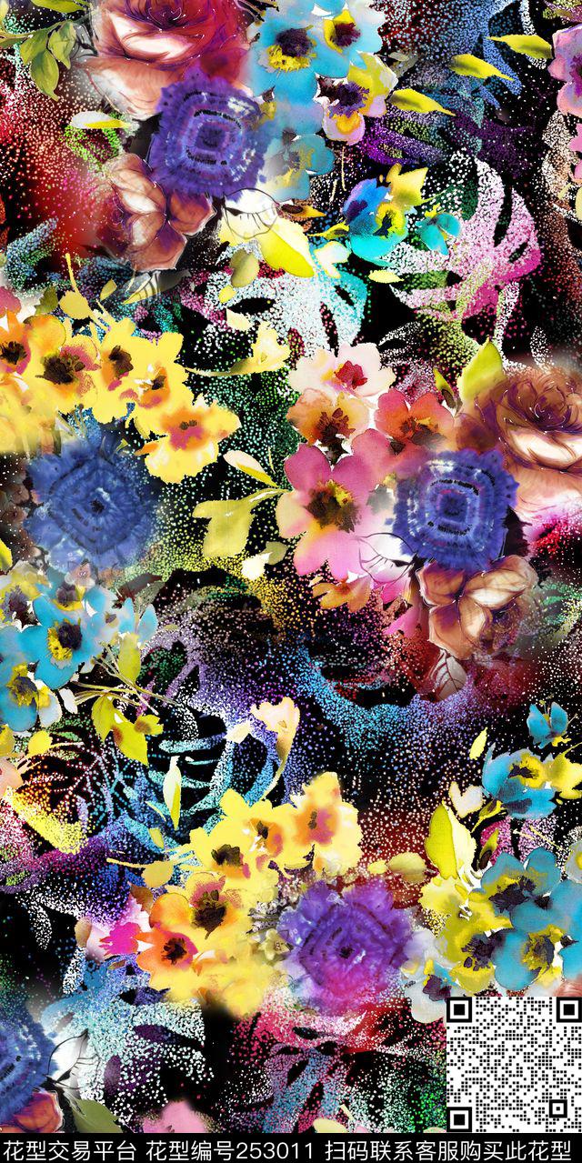 花卉肌理迷人华亿平台花卉数码印花华亿平台下载（图片编号: 253011） - 瓦栏（Walan）