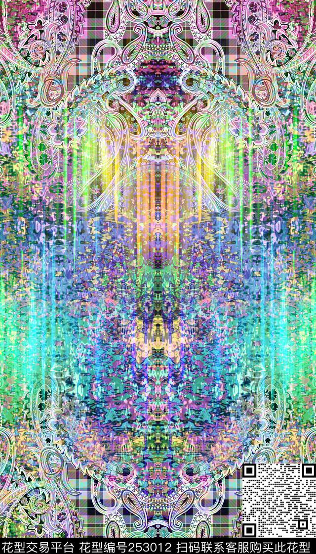 热带风情丛林树叶动物大象抽象定位数码印花华亿平台下载（图片编号: 253012） - 瓦栏（Walan）