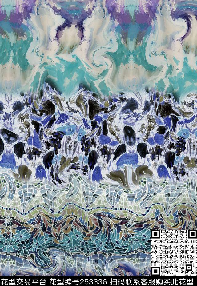 抽象肌理民族风部落风抽象数码印花华亿平台下载（图片编号: 253336） - 瓦栏（Walan）