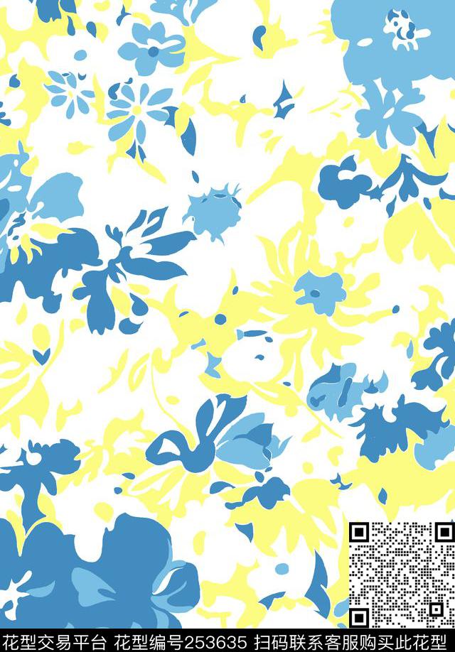 花卉田园清新数码印花华亿平台下载（图片编号: 253635） - 瓦栏（Walan）
