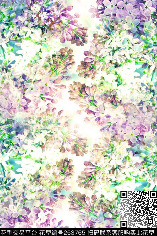 清新淡雅花卉小清新紫藤花数码印花华亿平台下载（图片编号: 253765） - 瓦栏（Walan）