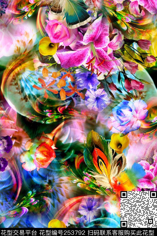 多彩花卉照片写实迷人炫彩数码印花华亿平台下载（图片编号: 253792） - 瓦栏（Walan）