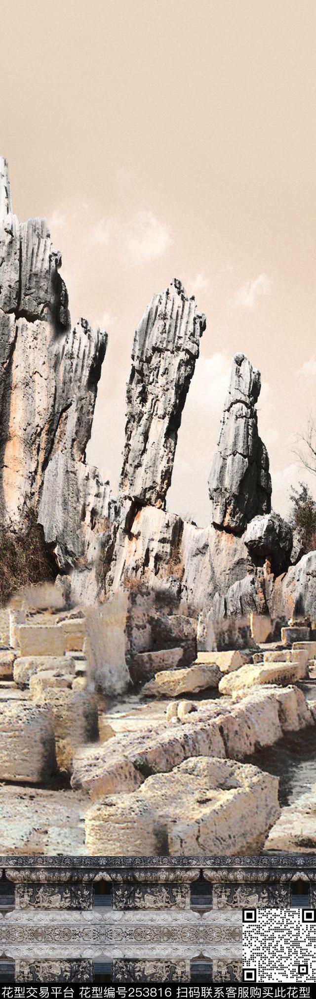 民族风风景景观建筑数码印花华亿平台下载（图片编号: 253816） - 瓦栏（Walan）