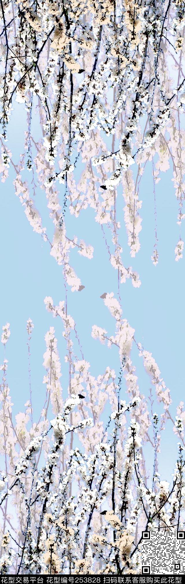 定位梅花桃花花卉写实照片花卉定位数码印花华亿平台下载（图片编号: 253828） - 瓦栏（Walan）