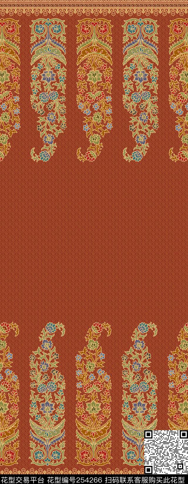 复古欧式传统华亿平台佩斯利火腿纹腰果传统印花华亿平台下载（图片编号: 254266） - 瓦栏（Walan）