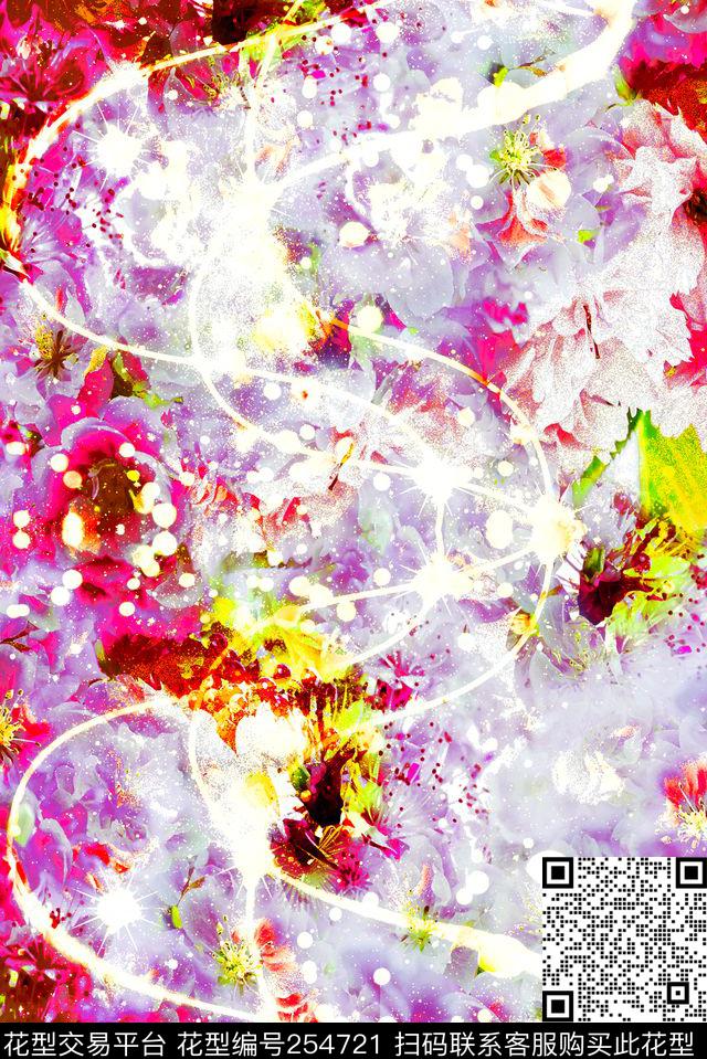 璀璨闪烁花卉高贵富贵数码印花华亿平台下载（图片编号: 254721） - 瓦栏（Walan）