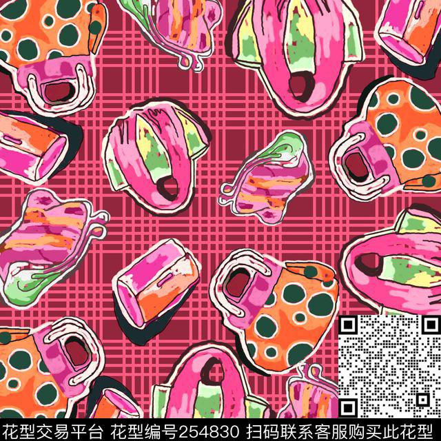 边框方巾插画包包饰品可爱粉红数码印花华亿平台下载（图片编号: 254830） - 瓦栏（Walan）