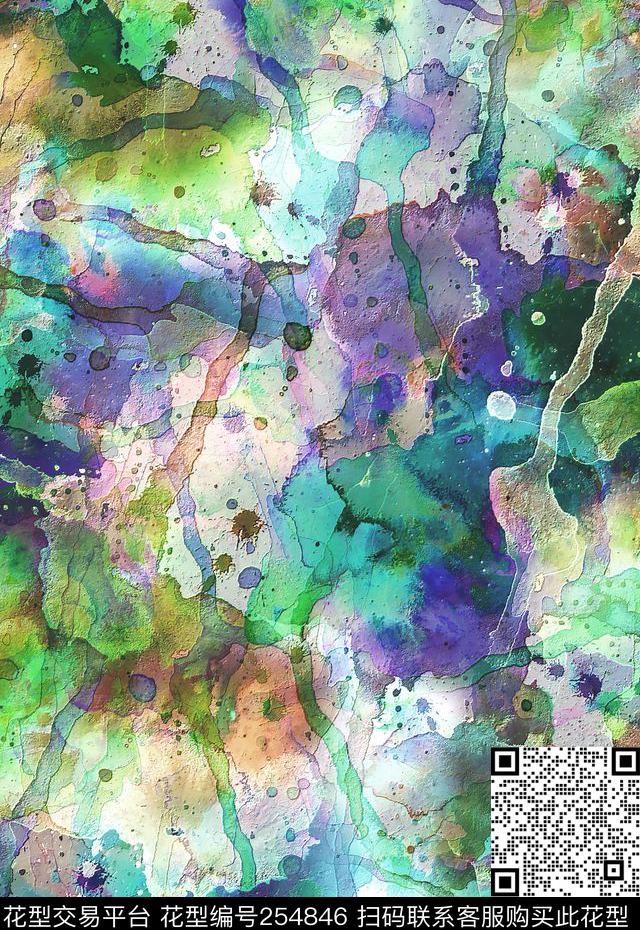 抽象肌理效果水墨水彩墨渍水彩抽象数码印花华亿平台下载（图片编号: 254846） - 瓦栏（Walan）