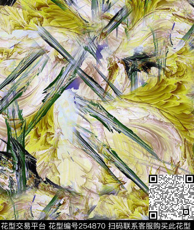 油画笔触抽象泼点随意休闲抽象数码印花华亿平台下载（图片编号: 254870） - 瓦栏（Walan）