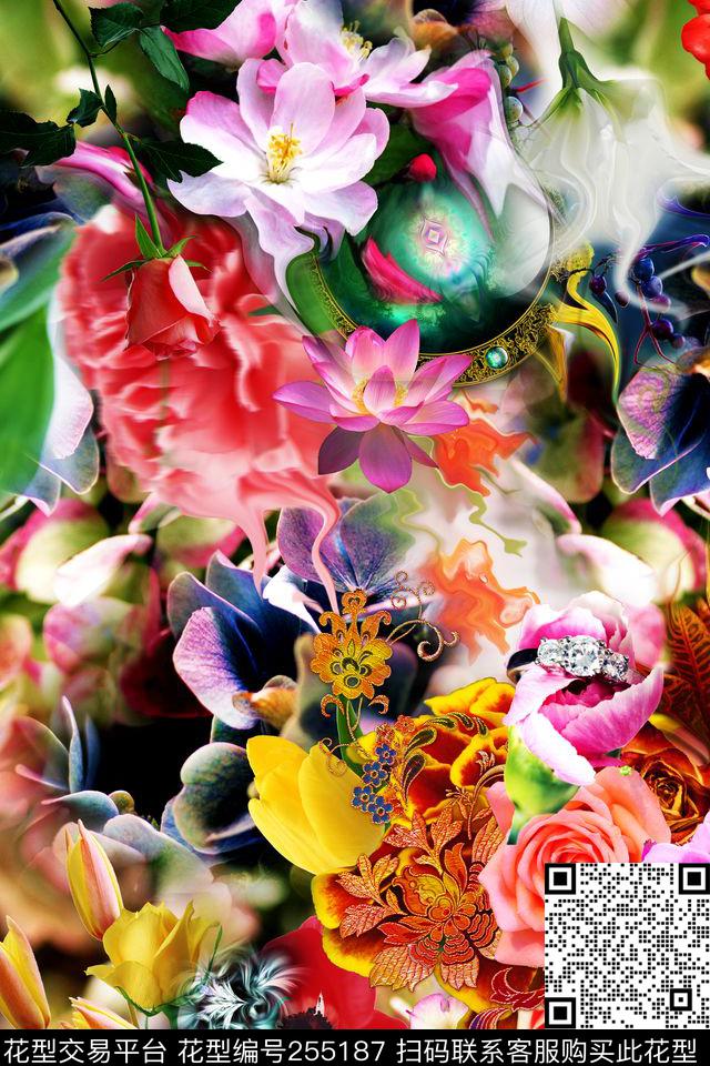 迷人花卉炫彩数码写实照片多彩数码印花华亿平台下载（图片编号: 255187） - 瓦栏（Walan）