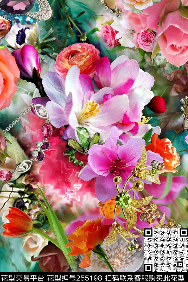 迷人花卉炫彩数码写实照片多彩数码印花华亿平台下载（图片编号: 255198） - 瓦栏（Walan）