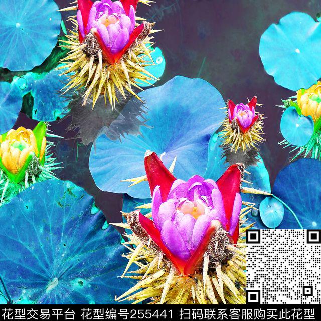 家纺莲花荷花照片写实爆款散花数码印花华亿平台下载（图片编号: 255441） - 瓦栏（Walan）