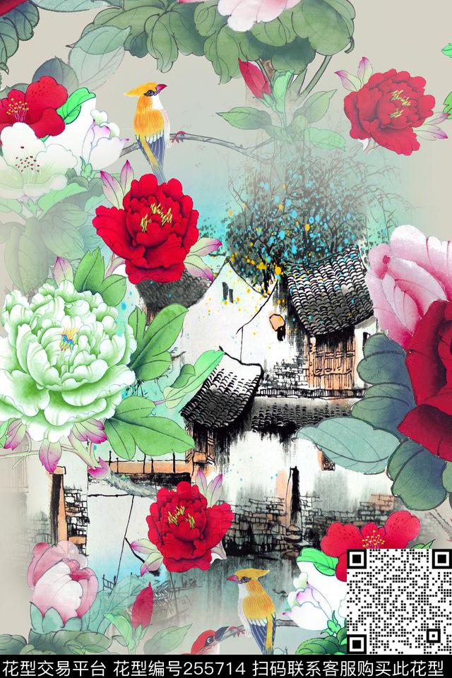 迷人花卉炫彩数码数码印花华亿平台下载（图片编号: 255714） - 瓦栏（Walan）
