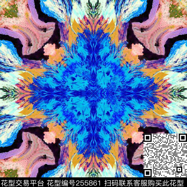 方巾笔触抽象知性方巾数码印花华亿平台下载（图片编号: 255861） - 瓦栏（Walan）