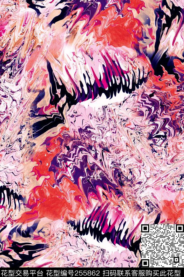 液化抽象肌理笔触波纹水波纹感悟抽象数码印花华亿平台下载（图片编号: 255862） - 瓦栏（Walan）