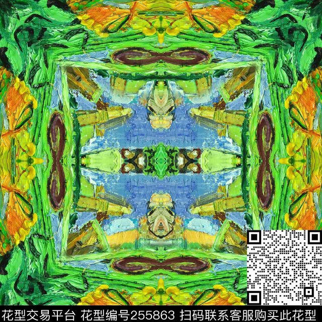 抽象油画方巾数码知性方巾数码印花华亿平台下载（图片编号: 255863） - 瓦栏（Walan）