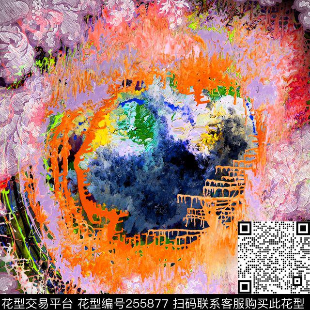 抽象花卉方巾数码知性方巾数码印花华亿平台下载（图片编号: 255877） - 瓦栏（Walan）