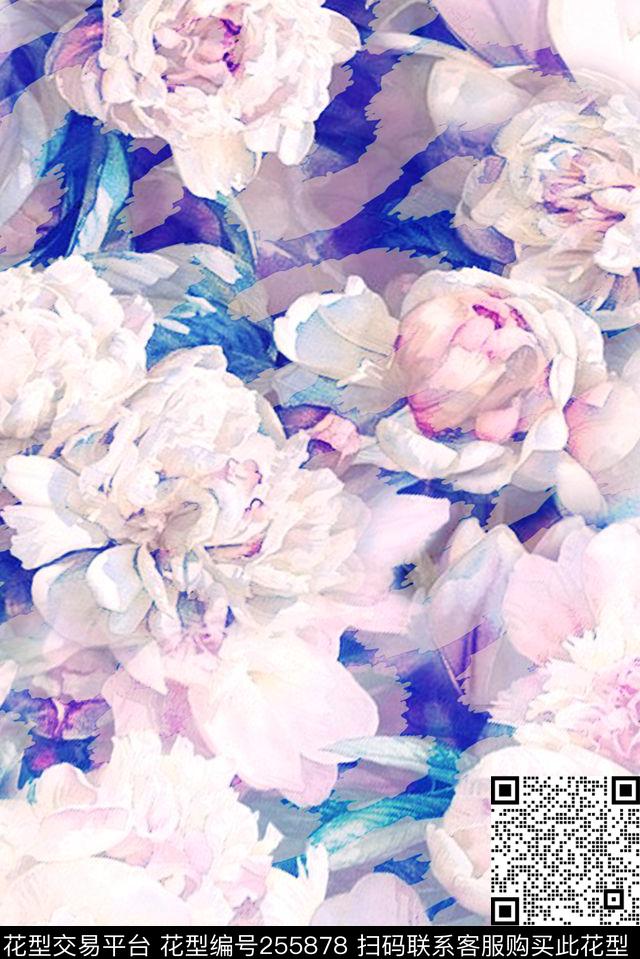 清新淡雅花卉柔和唯美纯洁朦胧数码印花华亿平台下载（图片编号: 255878） - 瓦栏（Walan）
