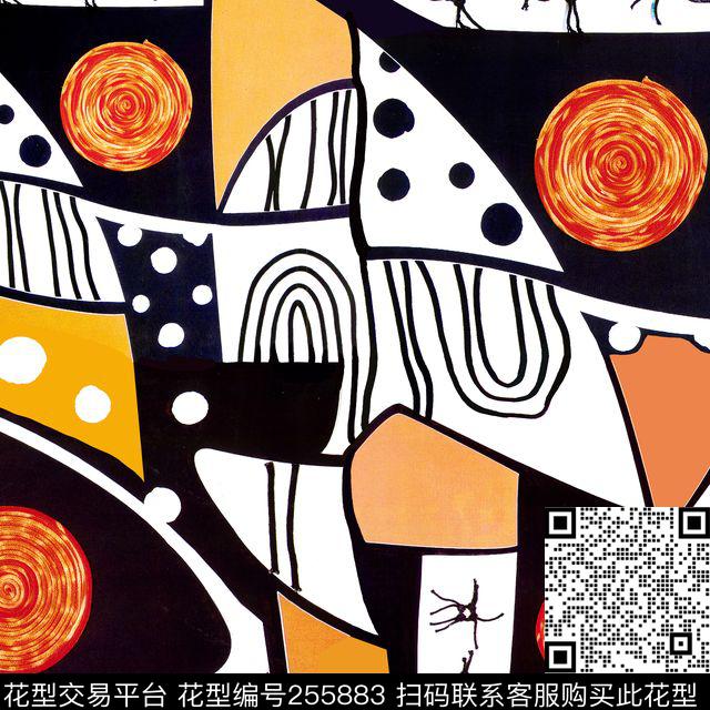 方巾插画抽象色块前卫几何传统印花华亿平台下载（图片编号: 255883） - 瓦栏（Walan）