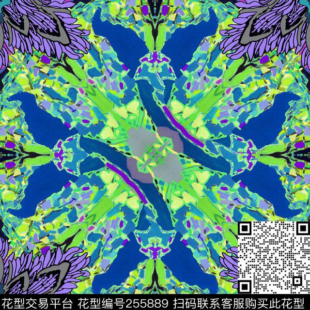 抽象花卉方巾数码知性方巾数码印花华亿平台下载（图片编号: 255889） - 瓦栏（Walan）