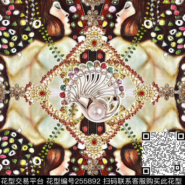 珠宝钻石首饰璀璨闪烁华贵富丽方巾部落风知性方巾数码印花华亿平台下载（图片编号: 255892） - 瓦栏（Walan）