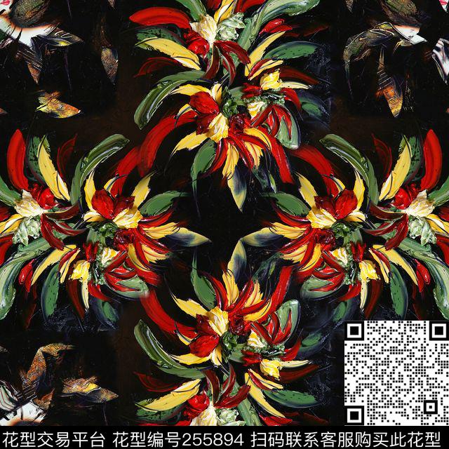 抽象肌理油画数码知性方巾数码印花华亿平台下载（图片编号: 255894） - 瓦栏（Walan）