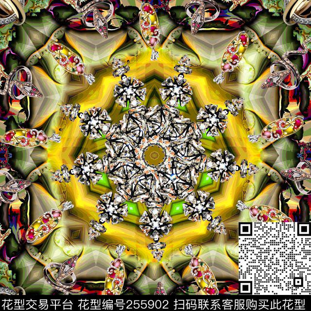 珠宝钻石首饰璀璨闪烁华贵富丽方巾知性方巾数码印花华亿平台下载（图片编号: 255902） - 瓦栏（Walan）