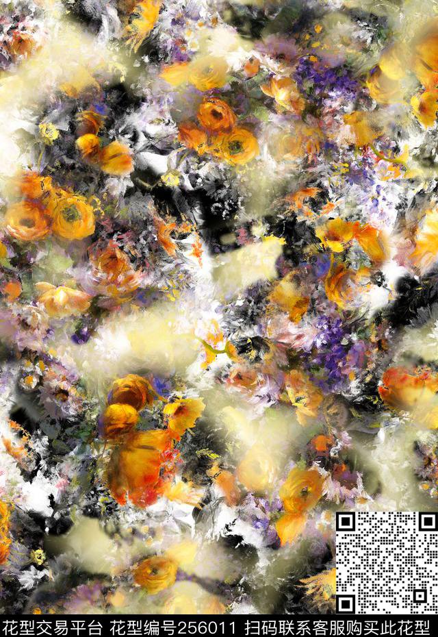 多彩水彩花卉花朵花卉数码印花华亿平台下载（图片编号: 256011） - 瓦栏（Walan）