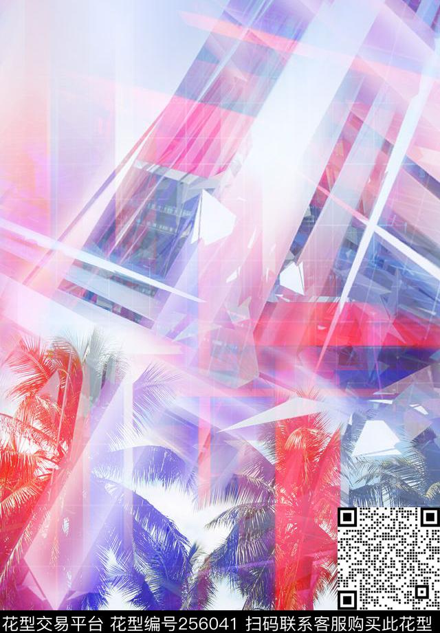 热带风情椰树植物定位休闲抽象数码印花华亿平台下载（图片编号: 256041） - 瓦栏（Walan）
