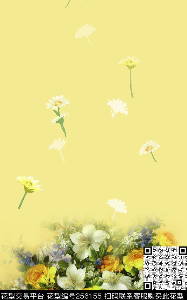 定位花卉黄底蒲公英三毛——定位数码印花华亿平台下载（图片编号: 256155） - 瓦栏（Walan）