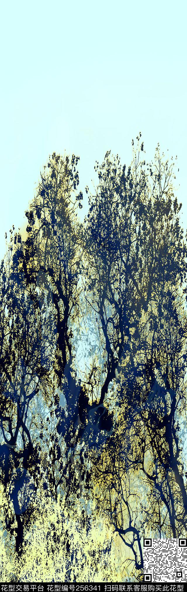 定位树木从来渐变剪影风景定位数码印花华亿平台下载（图片编号: 256341） - 瓦栏（Walan）
