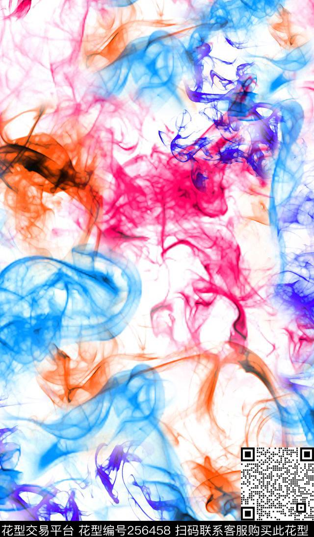 线条烟青烟飘渺轻盈颜料水中颜料数码印花华亿平台下载（图片编号: 256458） - 瓦栏（Walan）