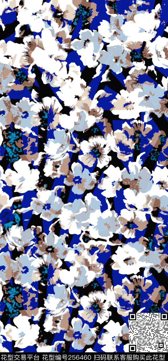 抽象花花卉田园清新块面花传统印花华亿平台下载（图片编号: 256460） - 瓦栏（Walan）