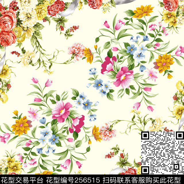 方巾清新淡雅小碎花数码印花华亿平台下载（图片编号: 256515） - 瓦栏（Walan）