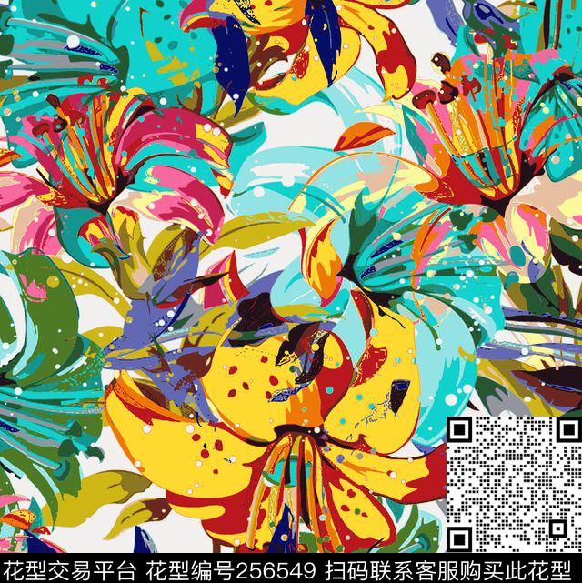 色彩花卉鲜艳花卉休闲数码印花华亿平台下载（图片编号: 256549） - 瓦栏（Walan）