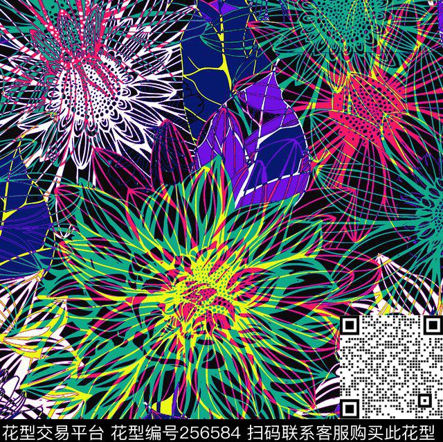 花卉怀旧纹理数码印花华亿平台下载（图片编号: 256584） - 瓦栏（Walan）