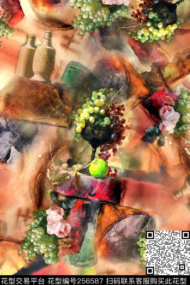肌理朦胧油彩数码印花华亿平台下载（图片编号: 256587） - 瓦栏（Walan）