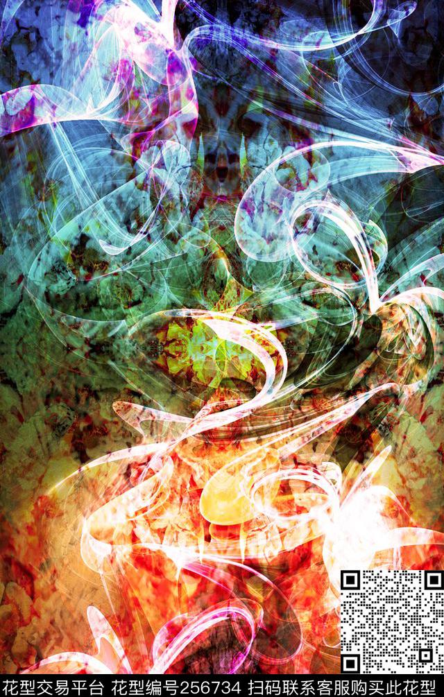 定位炫彩肌理抽象线条光感光线数码印花华亿平台下载（图片编号: 256734） - 瓦栏（Walan）