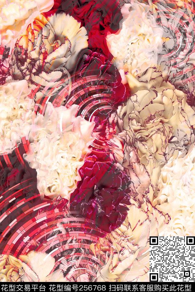 花卉水纹水波纹数码印花华亿平台下载（图片编号: 256768） - 瓦栏（Walan）