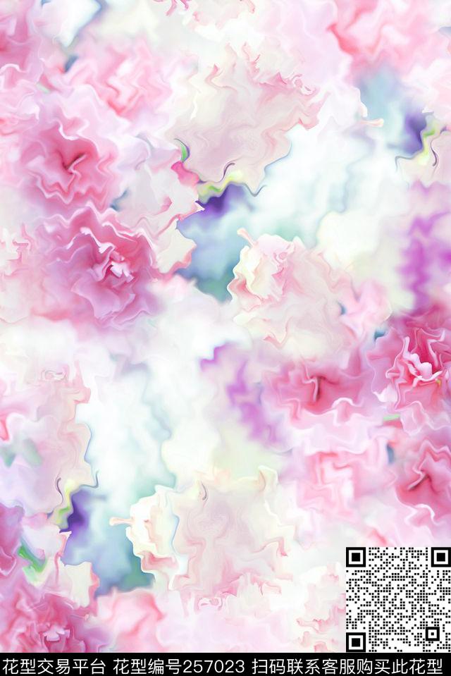 清新淡雅花卉数码印花华亿平台下载（图片编号: 257023） - 瓦栏（Walan）