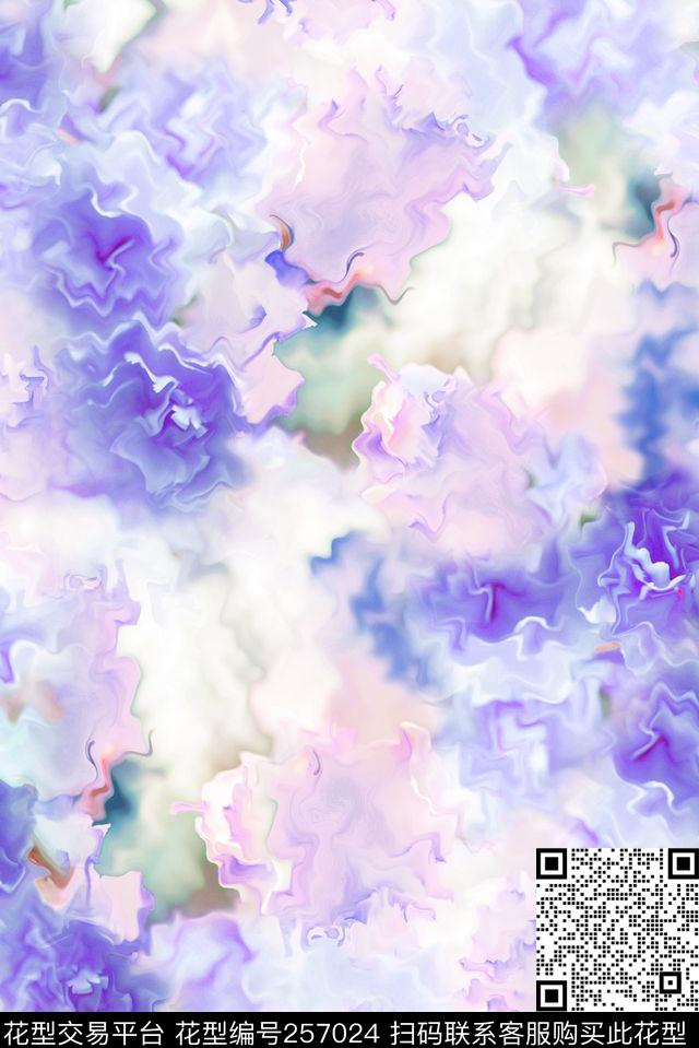 清新淡雅花卉数码印花华亿平台下载（图片编号: 257024） - 瓦栏（Walan）