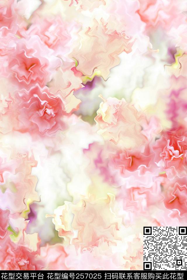 清新淡雅花卉数码印花华亿平台下载（图片编号: 257025） - 瓦栏（Walan）