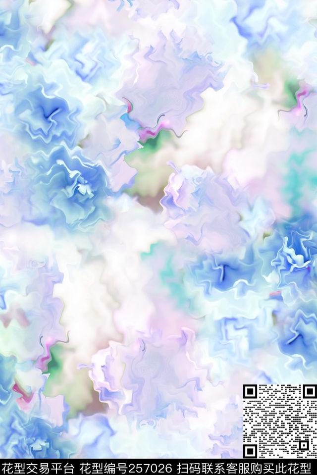 清新淡雅花卉数码印花华亿平台下载（图片编号: 257026） - 瓦栏（Walan）