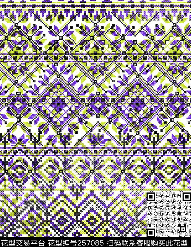 北欧风民族风几何抽象马赛克方块十字绣仿编织休闲怀旧数码印花华亿平台下载（图片编号: 257085） - 瓦栏（Walan）