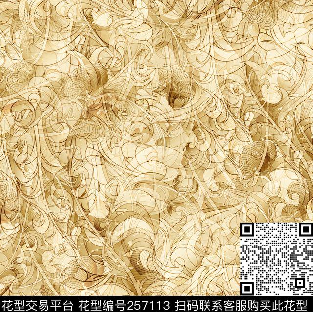 抽象线条肌理复古抽象怀旧数码印花华亿平台下载（图片编号: 257113） - 瓦栏（Walan）