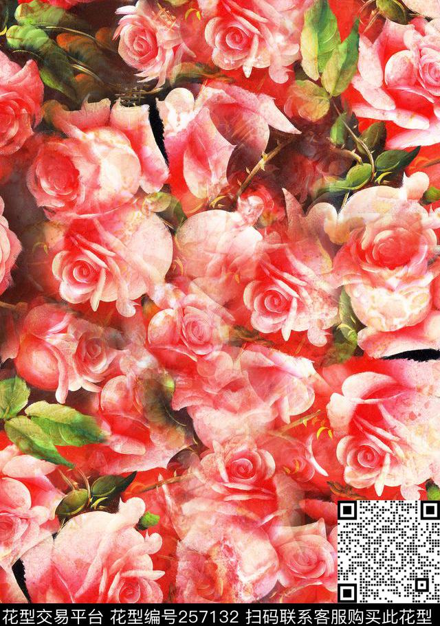 油画多彩迷人花卉花卉休闲数码印花华亿平台下载（图片编号: 257132） - 瓦栏（Walan）
