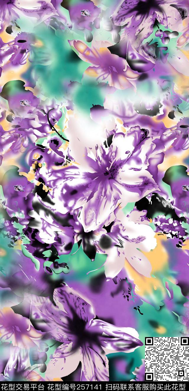 花卉乱花数码印花华亿平台下载（图片编号: 257141） - 瓦栏（Walan）